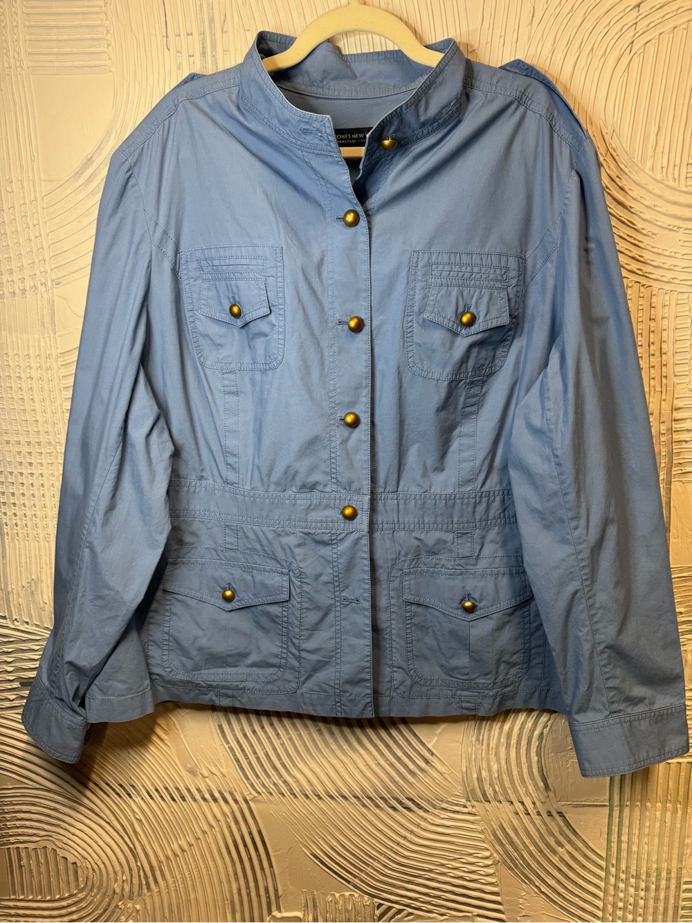 Jones New York Light Blue Military-Style Utility Jacket